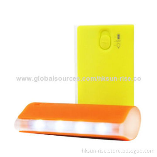 LED Flashlight Power Banks, 5V DC/1A Input, Sized 88*51*26mm